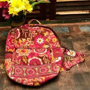 Vera Bradley Pink, Orange & Brown Floral Backpack